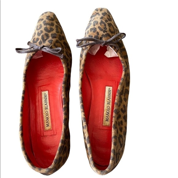 Manolo Blahnik Animal Print Suede Flats - 37 - Picture 4 of 7
